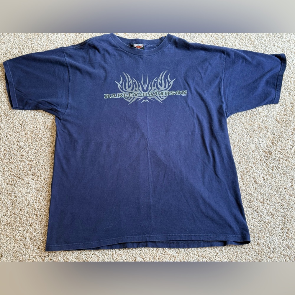 Vintage 100% Cotton Harley Davidson Dark Blue T-Shirt. Excellent Condition. 2XL
